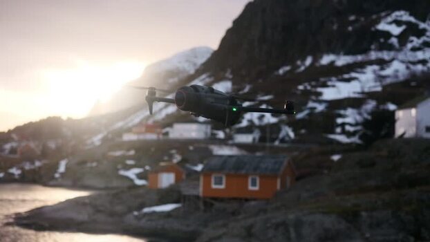 View of a camera drone flying over Tind s coast Norway.
