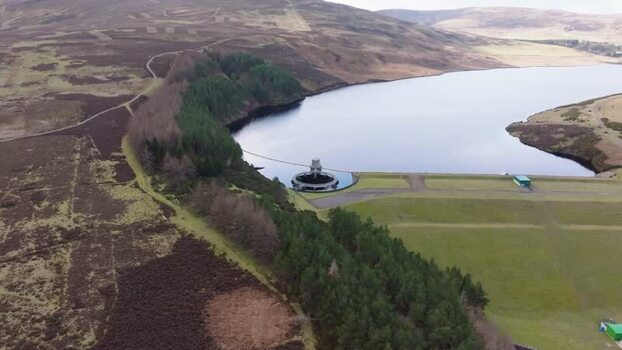 Aerial view of Whiteadder Reservoir and dam in Duns United Kingdom. Aerial view of Whiteadder Reservoir and dam in Duns United Kingdom.