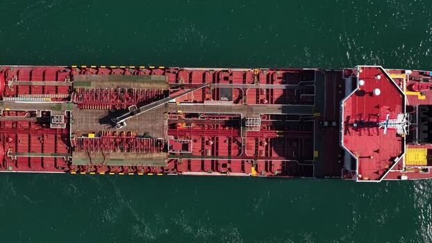 Aerial view of a large ship on water Portugal.