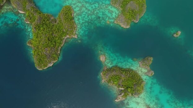 Aerial view of Piaynemo karst islands in Raja Ampat Indonesia.