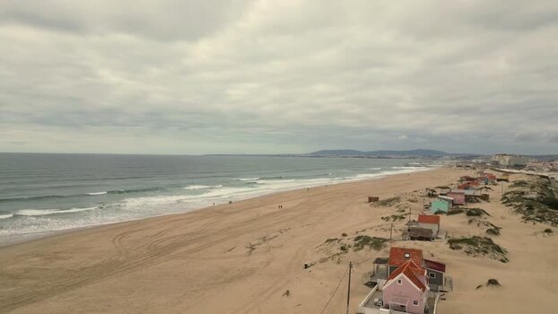 Aerial view of Praia da Mata beach and dunes Portugal. Aerial view of Praia da Mata beach and dunes Portugal.
