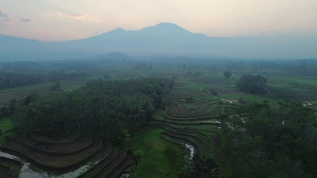 Aerial view of Kemumu rice terraces in Arma Jaya Indonesia. Aerial view of Kemumu rice terraces in Arma Jaya Indonesia.