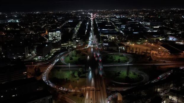 Aerial view of roads and buildings Portugal.