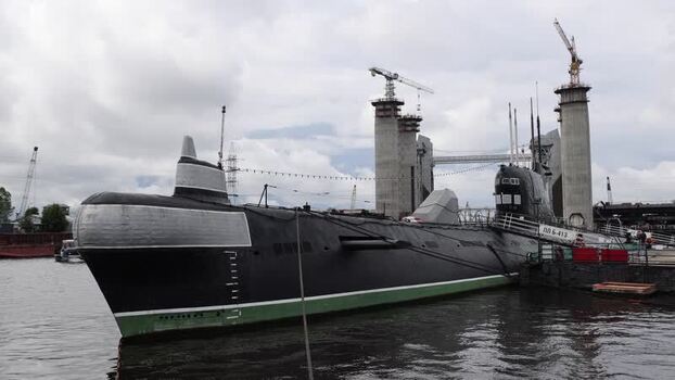 View of B 413 submarine museum in Kaliningrad Russia.