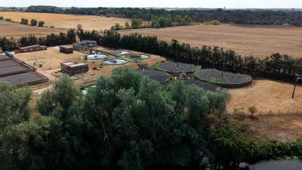 Aerial view of water treatment plant in St Neots United Kingdom. Aerial view of water treatment plant in St Neots United Kingdom.