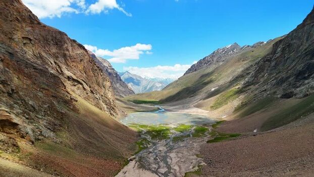 Aerial view of Kikhn Jrav lake in the Pamir mountains Tajikistan. Aerial view of Kikhn Jrav lake in the Pamir mountains Tajikistan.