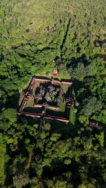 Aerial view of Angkor Archaeological Park temple Cambodia. Aerial view of Angkor Archaeological Park temple Cambodia.