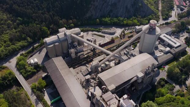 Aerial view of an industrial plant with silos Czechia. Aerial view of an industrial plant with silos Czechia.