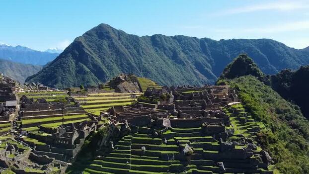 Aerial view of Machu Picchu ruins in Urubamba Province Peru. Aerial view of Machu Picchu ruins in Urubamba Province Peru.