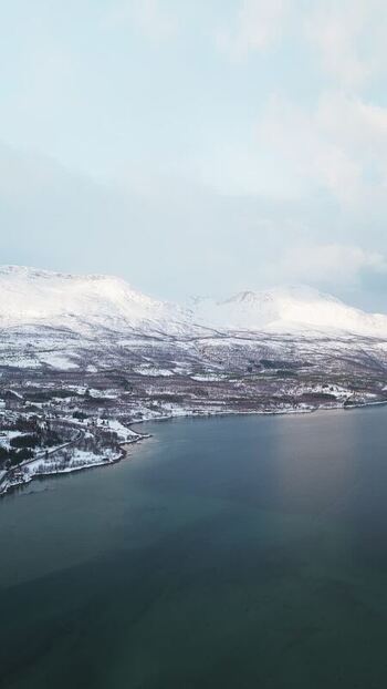 Aerial view of the coast of Sj&oslash;vegan Norway.