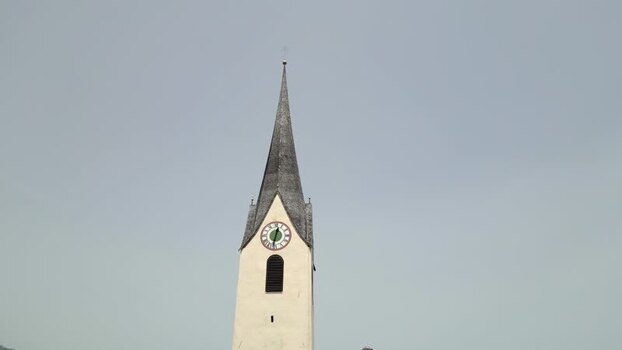Aerial view of church steeple Liechtenstein.