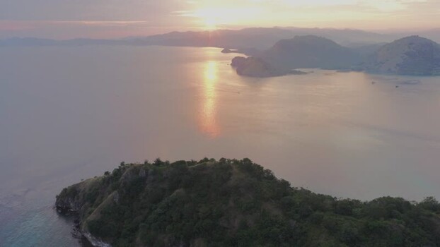 Aerial view of Pulau Kelor at sunset in Indonesia. Aerial view of Pulau Kelor at sunset in Indonesia.