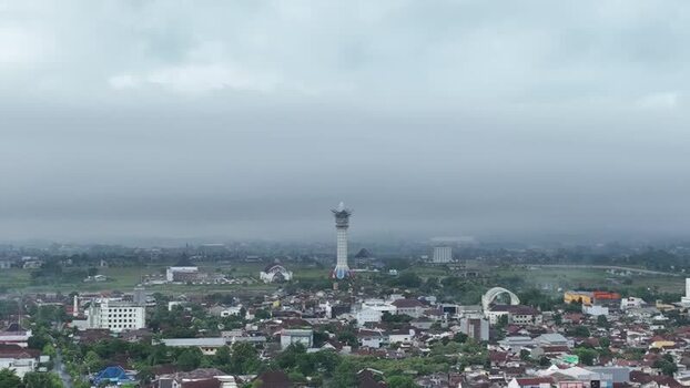 Aerial view of Menara Teratai tower in Purwokerto Indonesia. Aerial view of Menara Teratai tower in Purwokerto Indonesia.