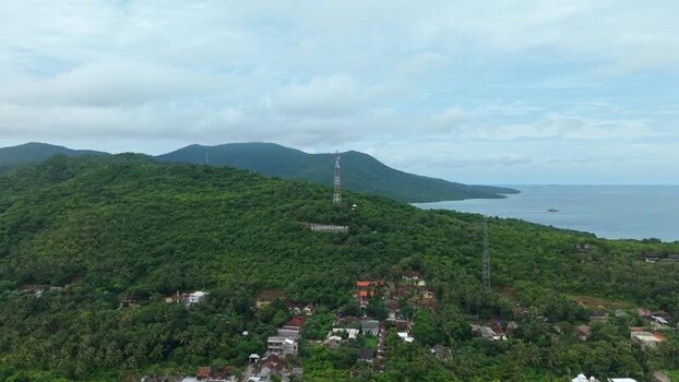 Aerial view of Karimunjawa sign on hill Indonesia. Aerial view of Karimunjawa sign on hill Indonesia.