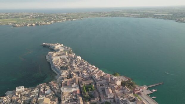 Aerial view of the Island of Ortigia in Syracuse Italy.