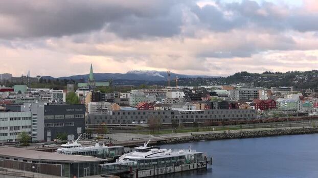 Aerial view of Trondheim city and Nidaros Cathedral Norway.