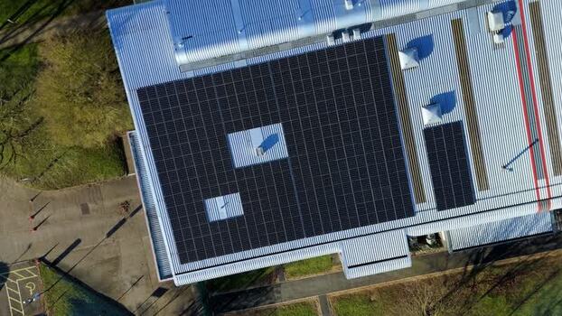 Aerial view of Solar Panels United Kingdom.