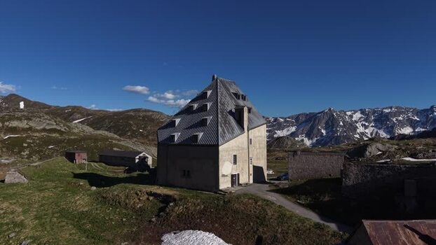 Aerial view of Hotel Passo San Gottardo in Airolo Switzerland. Aerial view of Hotel Passo San Gottardo in Airolo Switzerland.