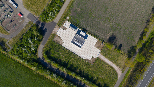 Aerial View of Hydrogen Tube Trailer Filling Station