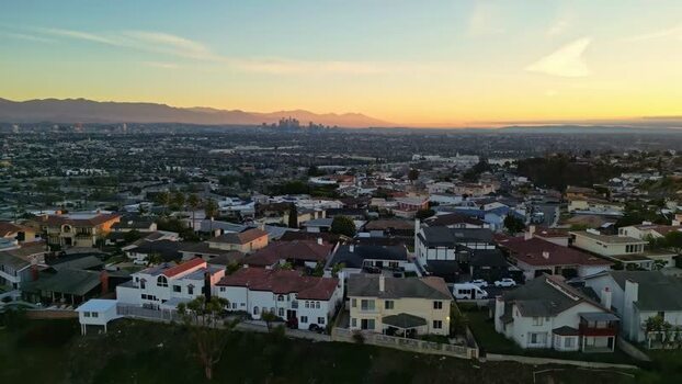 Aerial view of Los Angeles residential area United States.