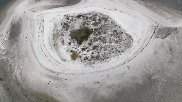 Aerial view of the sandy island in Aveiro Lagoon Portugal.