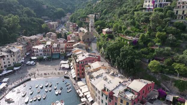Aerial view of the colorful harbor in Portofino Italy. Aerial view of the colorful harbor in Portofino Italy.