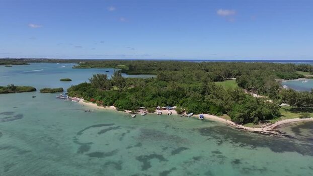 Aerial view of Ile aux Cerfs Mauritius.