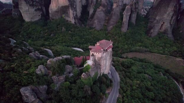 Aerial view of Meteora monastery in Trikala Greece. Aerial view of Meteora monastery in Trikala Greece.