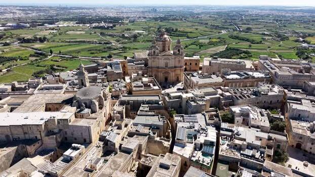 Aerial view of St. Paul s Cathedral and Mdina old town Malta. Aerial view of St. Paul s Cathedral and Mdina old town Malta.