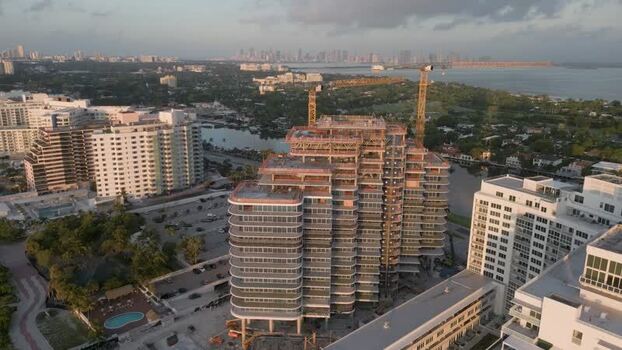 Aerial view of construction site in Miami Beach United States.