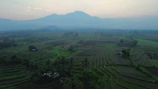 Aerial view of Kemumu rice terraces in Arma Jaya Indonesia. Aerial view of Kemumu rice terraces in Arma Jaya Indonesia.