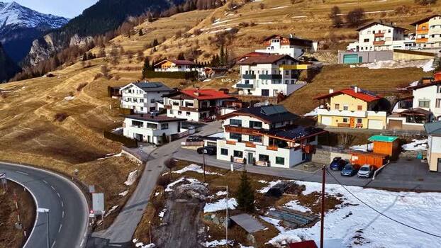 Aerial view of Nauders village in the Austrian Alps Austria.