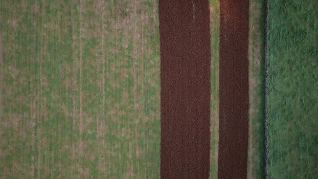 Aerial view of agricultural fields on Terceira Island Portugal.