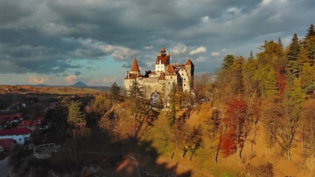 Aerial view of Bran Castle in the Carpathian Mountains Romania. Aerial view of Bran Castle in the Carpathian Mountains Romania.