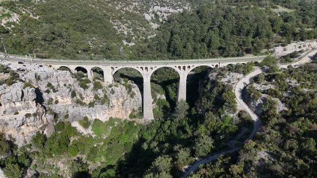Aerial view of Varda Viaduct in Karaisali Turkiye.