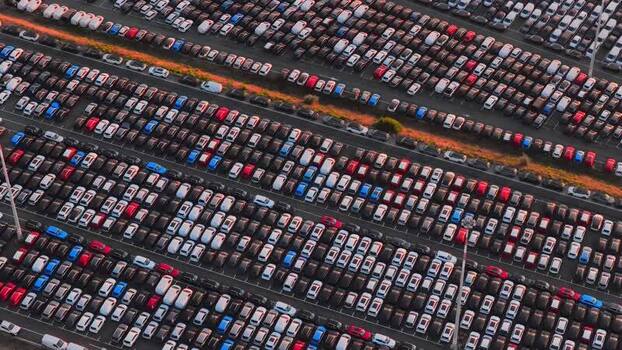 Aerial view of cars at Civitavecchia Port Italy. Aerial view of cars at Civitavecchia Port Italy.