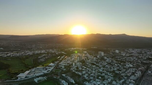 Aerial view of Lomas del Tecnologico at sunset Mexico.