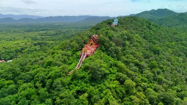 Aerial view of Wat Phra That Doi Phra Chan temple Thailand.