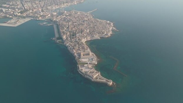 Aerial view of the Island of Ortigia in Syracuse Italy. Aerial view of the Island of Ortigia in Syracuse Italy.