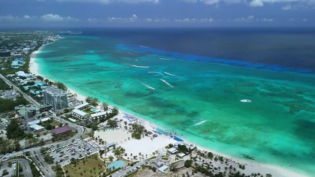 Aerial view of Grand Cayman coastline Cayman Islands. Aerial view of Grand Cayman coastline Cayman Islands.