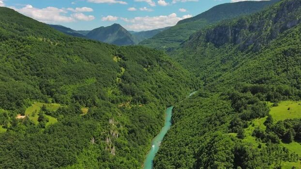 Aerial view of Tara River Canyon in Montenegro.
