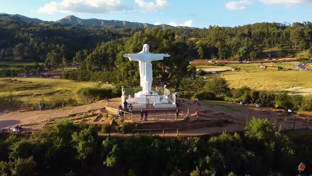 Aerial view of Cristo Blanco statue in Cusco Peru. Aerial view of Cristo Blanco statue in Cusco Peru.