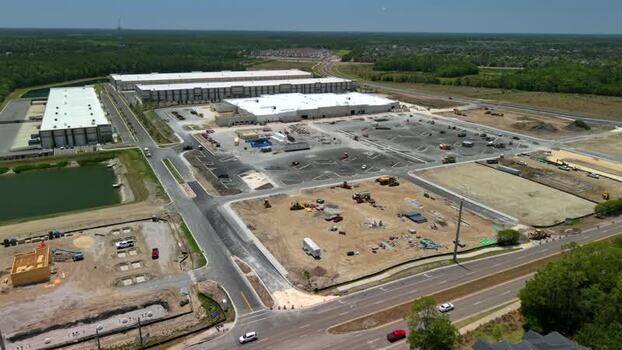 Aerial view of construction at Saint Johns Parkway United States. Aerial view of construction at Saint Johns Parkway United States.