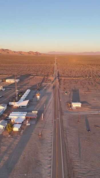 Aerial view of Roy s Motel and Cafe on Route 66 in Amboy United States.