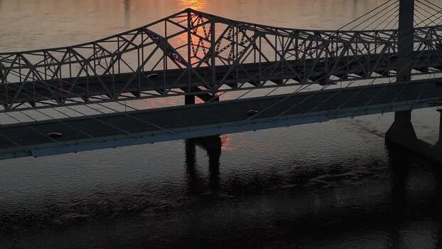 Aerial view of the truss bridge over the Ohio River United States. Aerial view of the truss bridge over the Ohio River United States.