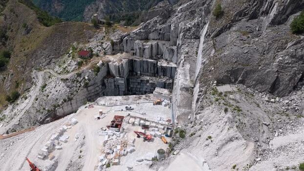 Aerial view of Carrara marble quarry in Tuscany Italy. Aerial view of Carrara marble quarry in Tuscany Italy.