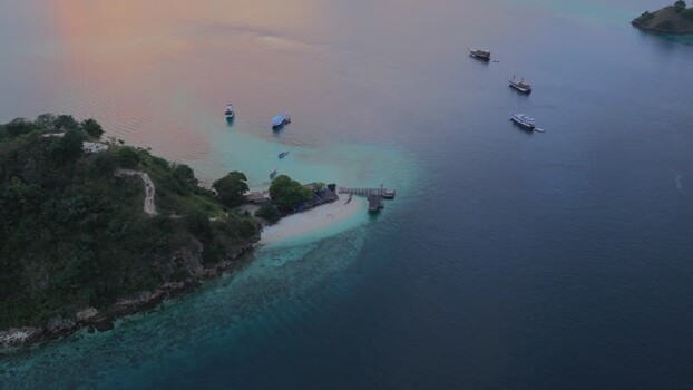 Aerial view of Pulau Kelor and boats in the sea Indonesia. Aerial view of Pulau Kelor and boats in the sea Indonesia.