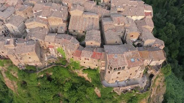 Aerial view of the historic hilltop village of Calcata Italy. Aerial view of the historic hilltop village of Calcata Italy.