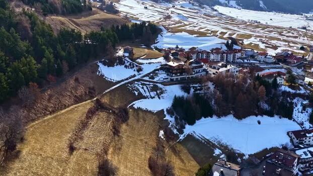 Aerial view of Nauders village in Tyrol Austria.