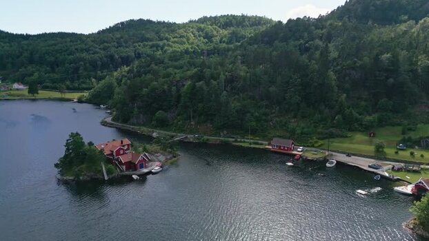 Aerial view of Sogne in Kristiansand Agder Norway.